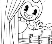 Coloriage Bendy derri&egrave;re le rideau