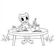 Coloriage Bendy &eacute;crivant la lettre