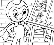 Coloriage Bendy en super-h&eacute;ros