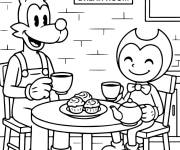 Coloriage Bendy et Boris &agrave; leur pause