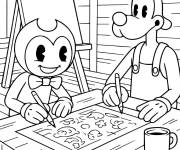 Coloriage Bendy et Boris adorent dessiner