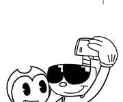 Coloriage Bendy et Cuphead prennent une photo