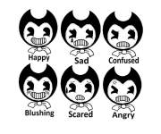 Coloriage Bendy et diff&eacute;rentes &eacute;motions