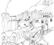 Coloriage Bendy et le train m&eacute;chant