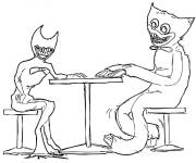 Coloriage Bendy et les monstres &agrave; table