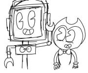 Coloriage Bendy et son robot facile