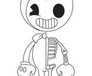 Coloriage Bendy, mi- squelette