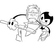 Coloriage Bendy prenant l'homme en otage