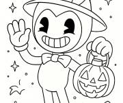 Coloriage Bendy se d&eacute;guiser pour Halloween