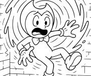 Coloriage Bendy se glisse dans le portail d'encre