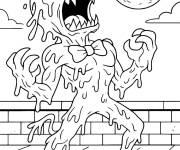 Coloriage Bendy se transformant en loup par une nuit de pleine lune