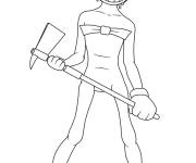 Coloriage Bendy tenant un axe