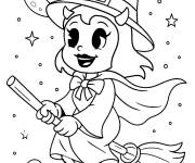 Coloriage Betty sorci&egrave;re sur le balai volant