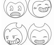 Coloriage Diff&eacute;rentes expressions faciales de Bendy and the Ink Machine