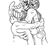 Coloriage L'Ink Bendy serrant l'humain dans ses bras