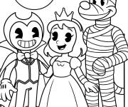 Coloriage Le d&eacute;guisement de Bendy et de ses amis pour Halloween