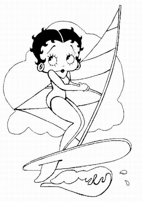 Coloriage et dessins gratuits Betty Boop à la plage à imprimer