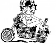Coloriage Betty Boop assise sur sa moto