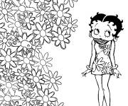 Coloriage Betty Boop avec des fleurs