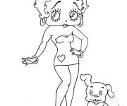 Coloriage Betty Boop avec son chien