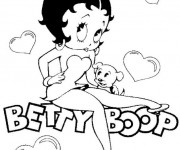 Coloriage Betty Boop avec son chien