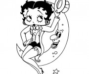 Coloriage et dessins gratuit Betty Boop croissant de lune à imprimer
