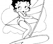 Coloriage et dessins gratuit Betty Boop en mer à imprimer