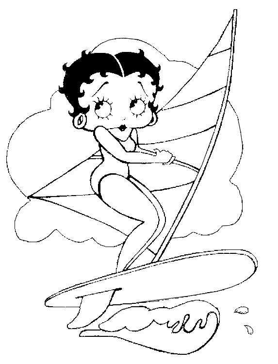 Coloriage et dessins gratuits Betty Boop en mer à imprimer