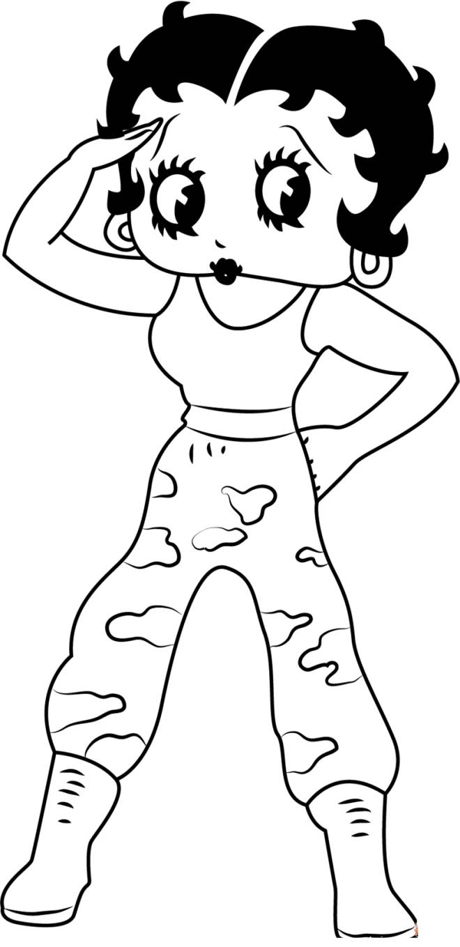 Coloriage et dessins gratuits Betty Boop en uniforme militaire à imprimer