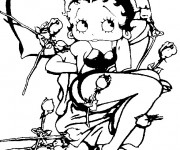 Coloriage Betty Boop entour&eacute;e des roses