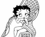 Coloriage Betty Boop et le drapeau am&eacute;ricain