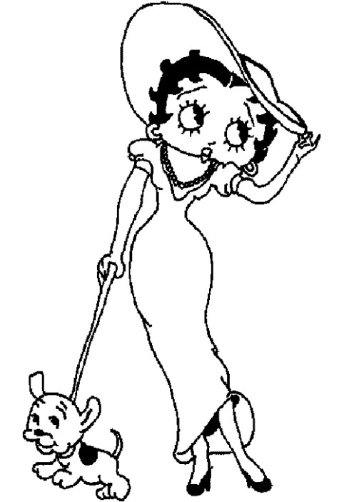 Coloriage et dessins gratuits Betty Boop et son chien à imprimer