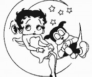 Coloriage Betty Boop et son chien  le croissant de lune