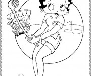 Coloriage Betty Boop joue du golf