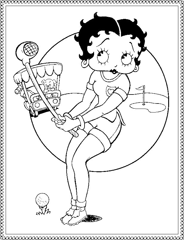 Coloriage et dessins gratuits Betty Boop joue du golf à imprimer