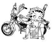 Coloriage Betty Boop maintien sa moto