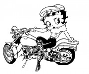 Coloriage et dessins gratuit Betty Boop moto à imprimer