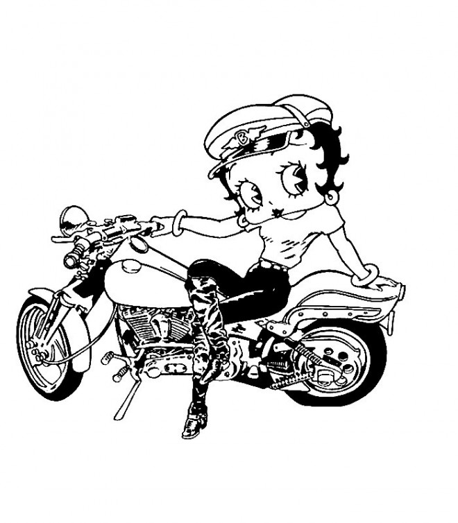 Coloriage et dessins gratuits Betty Boop moto à imprimer