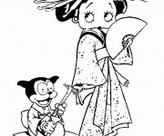 Coloriage et dessins gratuit Betty Boop porte un kimono à imprimer