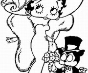 Coloriage Betty Boop se pr&eacute;pare pour une f&ecirc;te