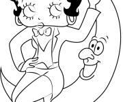 Coloriage Betty Boop sur la lune