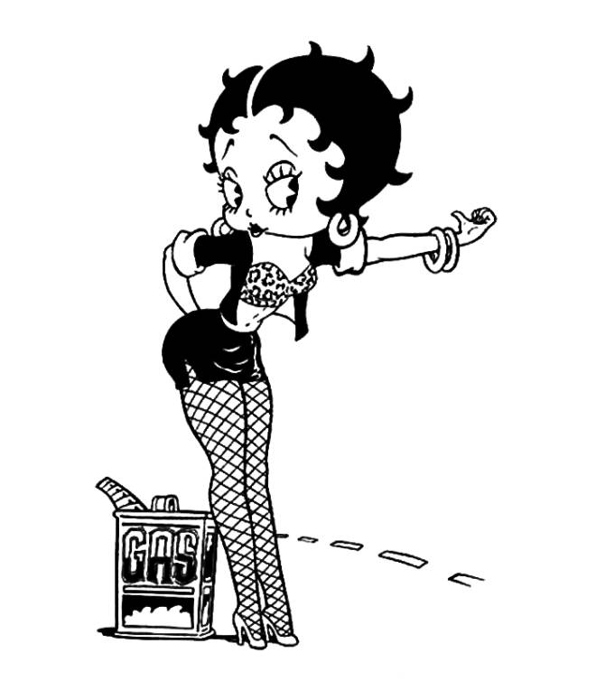 Coloriage et dessins gratuits Betty Boop sur la route à imprimer
