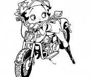 Coloriage et dessins gratuit Betty Boop sur sa moto à imprimer