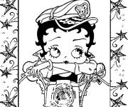Coloriage Betty Boop sur sa moto adulte