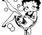 Coloriage Betty Boop sur un ver