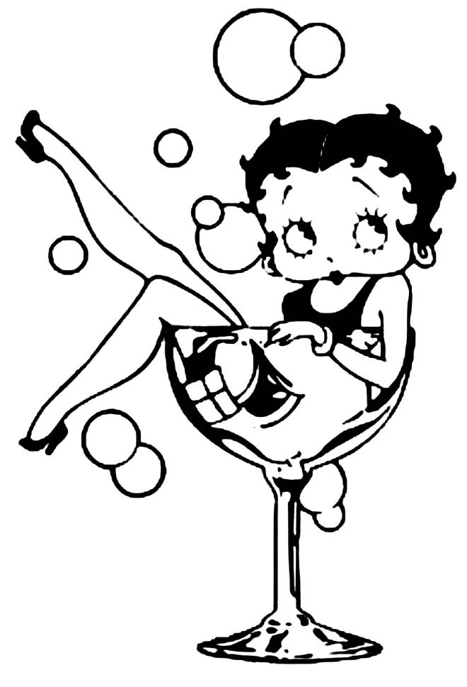 Coloriage et dessins gratuits Betty Boop sur un ver à imprimer