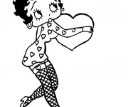 Coloriage Betty Boop tient un coeur
