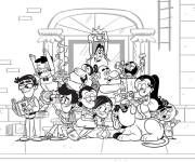 Coloriage La famille Loud devant leur maison