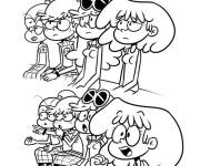 Coloriage La famille Loud regarde leur s&eacute;rie pr&eacute;f&eacute;r&eacute;e