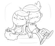 Coloriage Lincoln et sa s&oelig;ur en sommeil